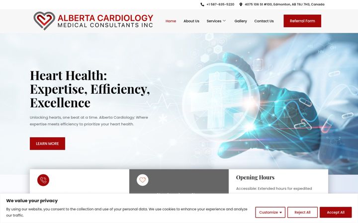 Screenshot of albertacardiology.ca