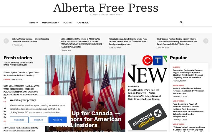 Screenshot of albertafreepress.com