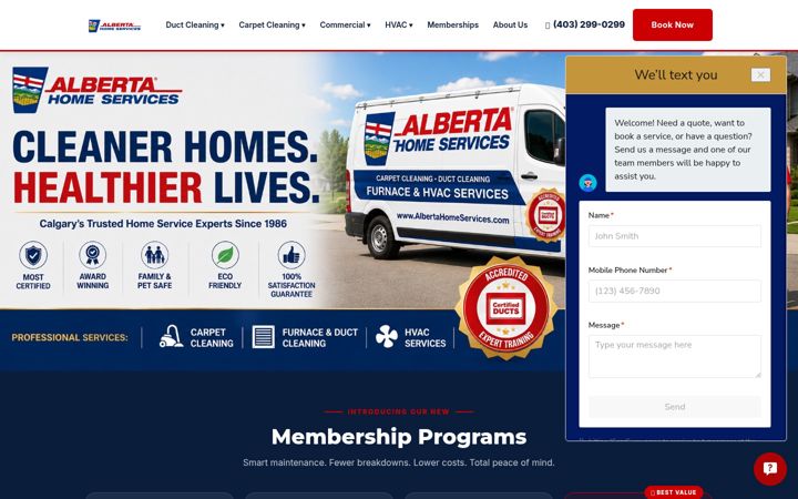 Screenshot of albertahomeservices.com