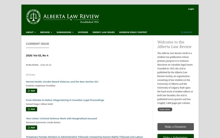Ekrānuzņēmums no albertalawreview.com