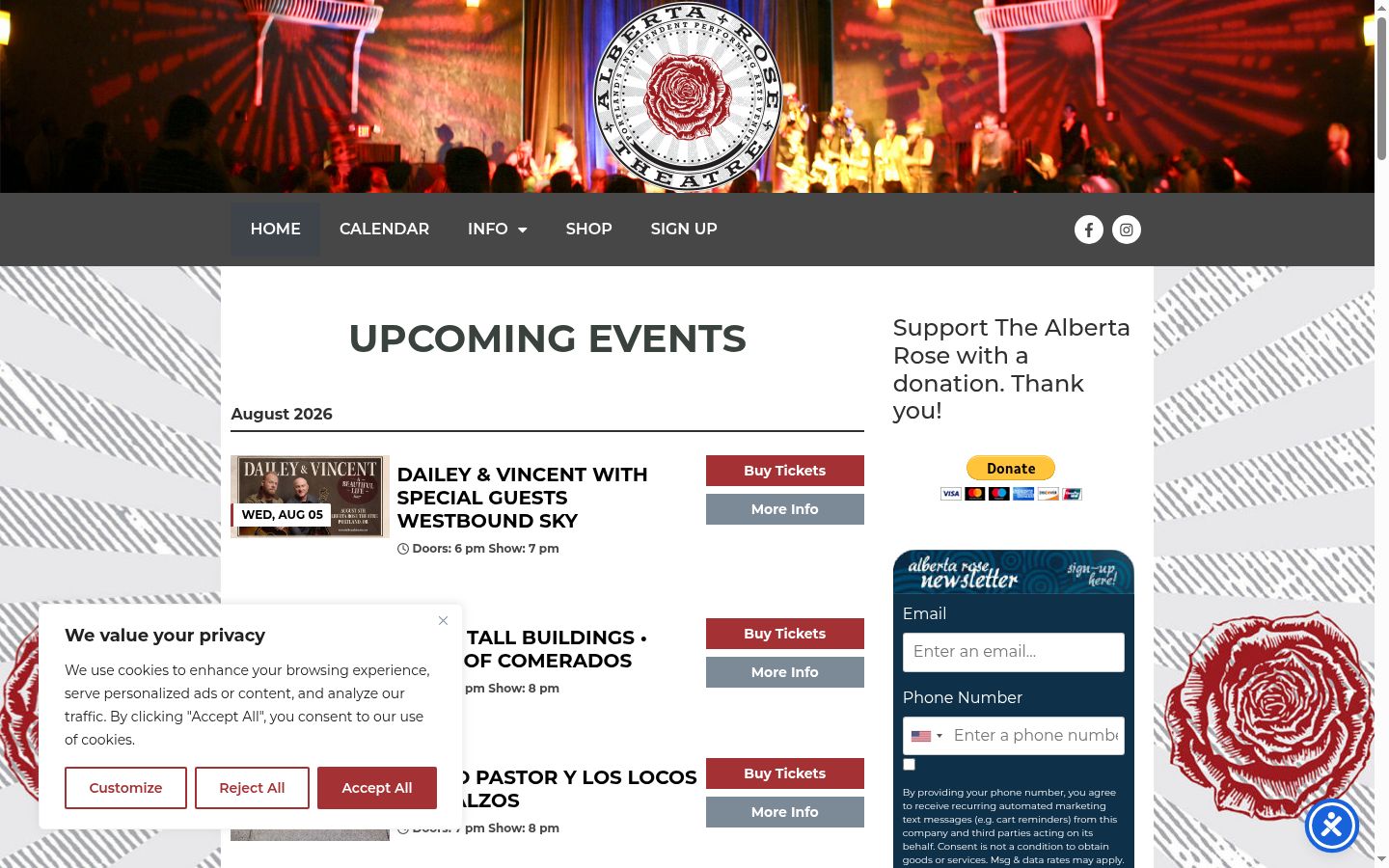 Screenshot of the consent banner shown before any interaction