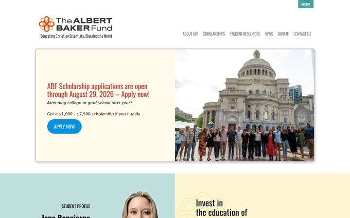 Screenshot of albertbakerfund.org