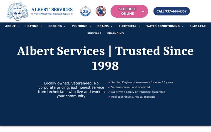 Screenshot of alberthvac.com