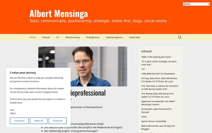 Screenshot of albertmensingacreative.nl