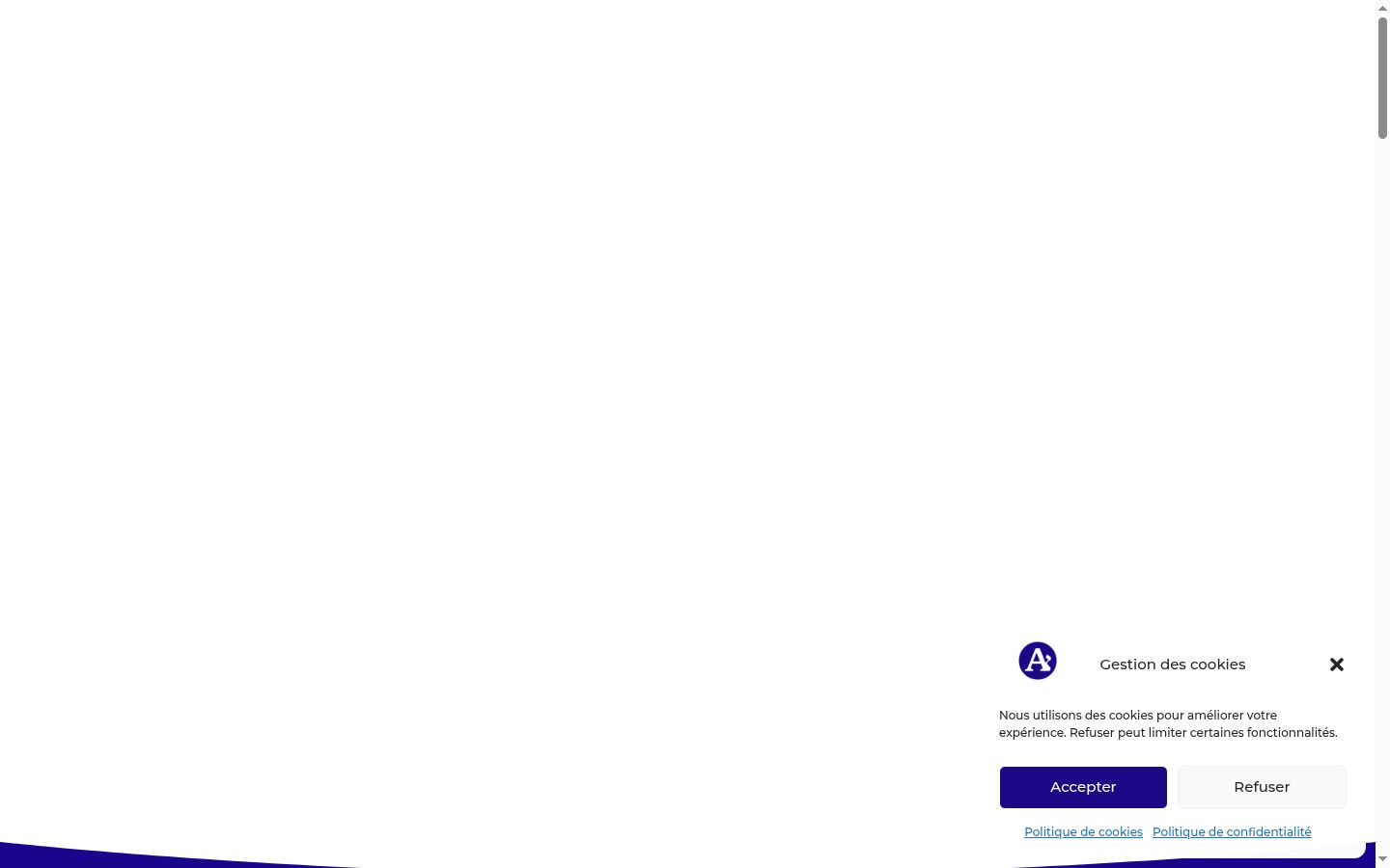 Capture d'écran de la bannière de consentement affichée avant toute interaction
