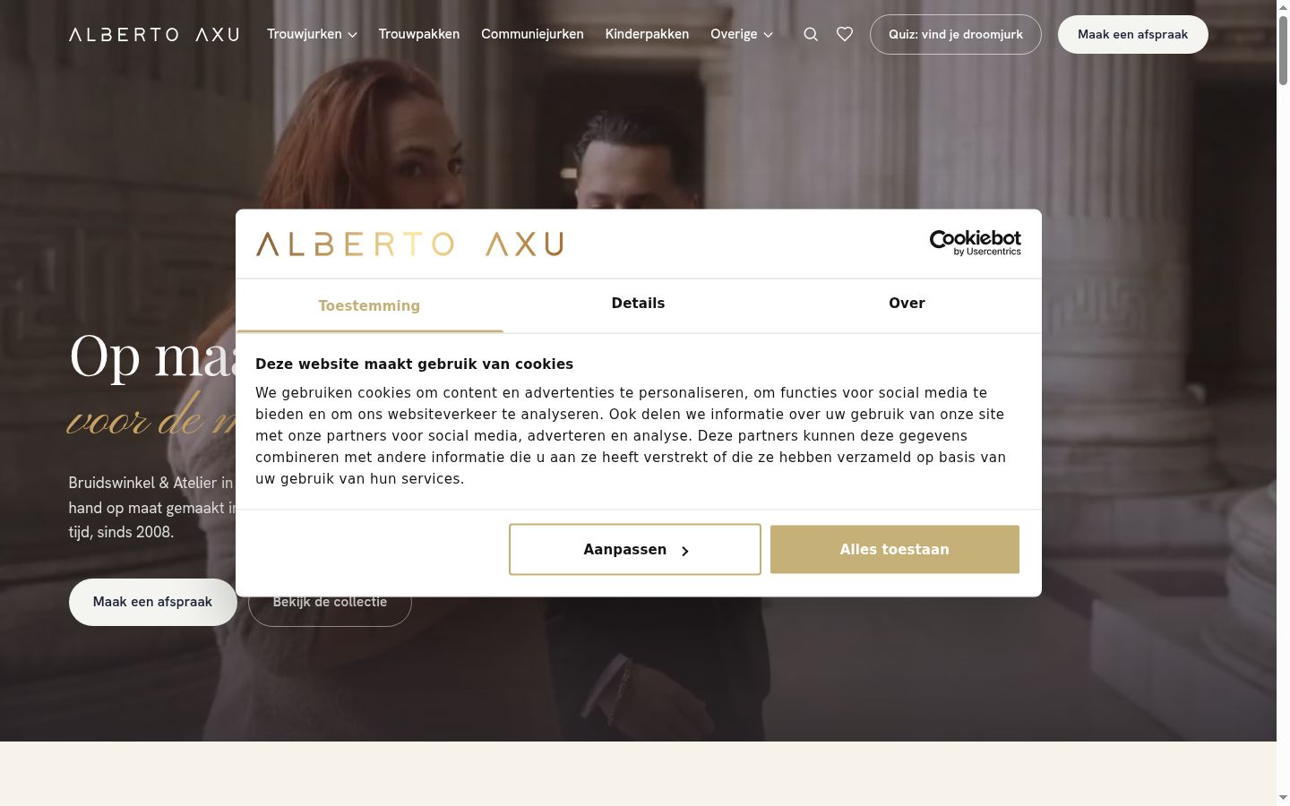 Captura de pantalla del banner de consentimiento mostrado antes de cualquier interacción