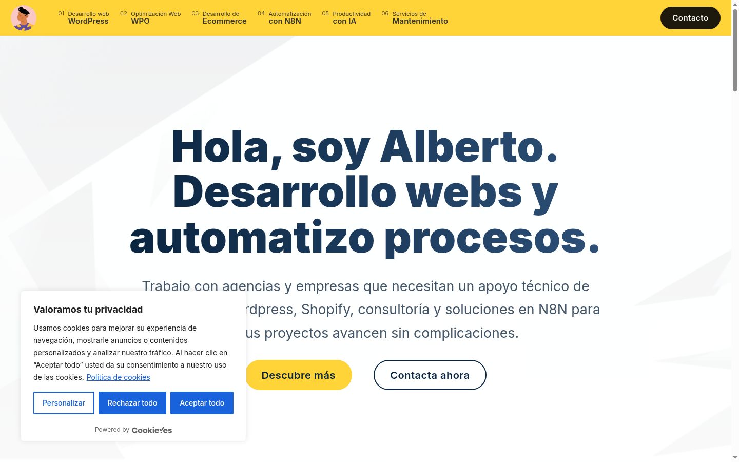 Screenshot del banner di consenso mostrato prima di qualsiasi interazione