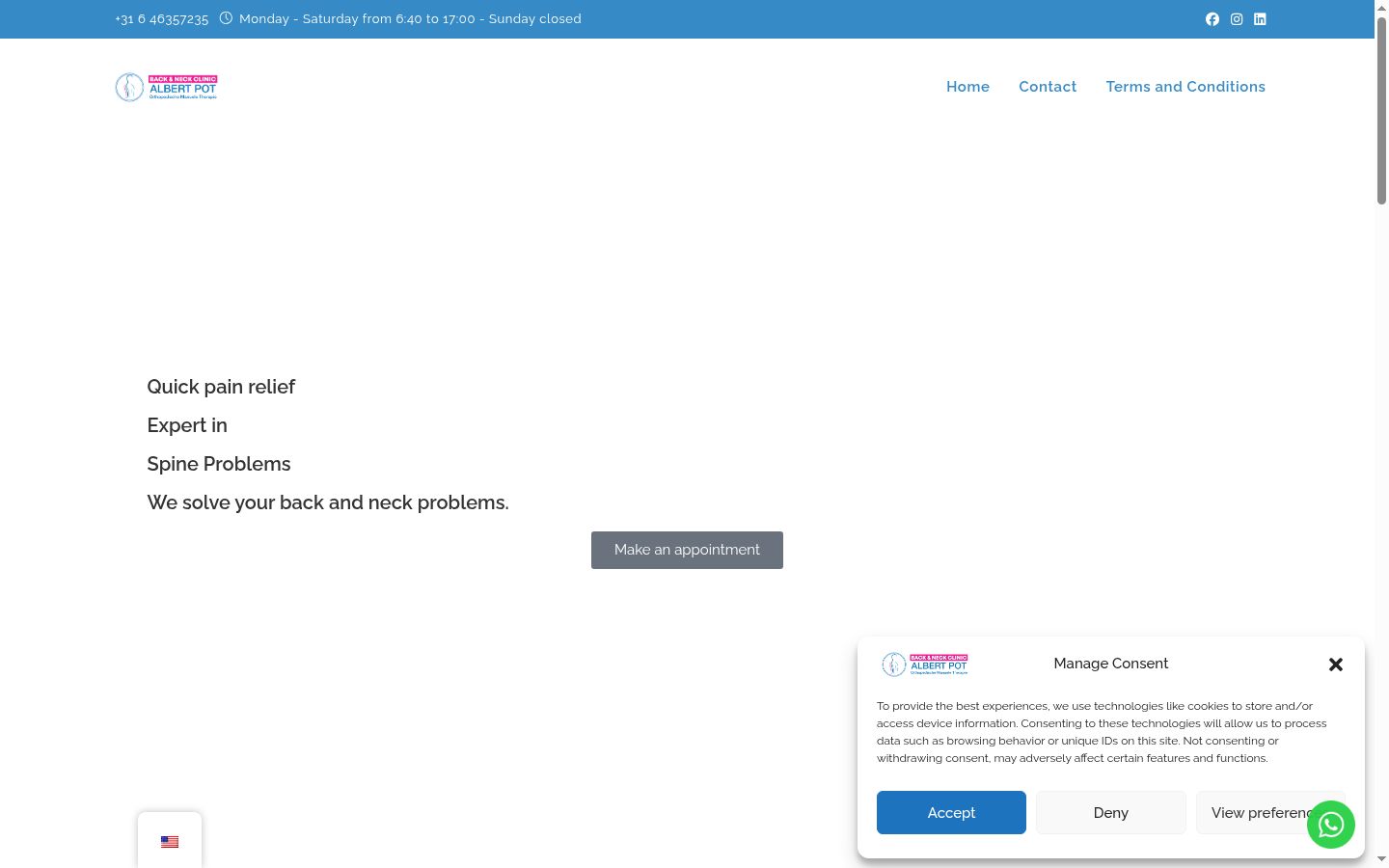 Screenshot of the consent banner shown before any interaction