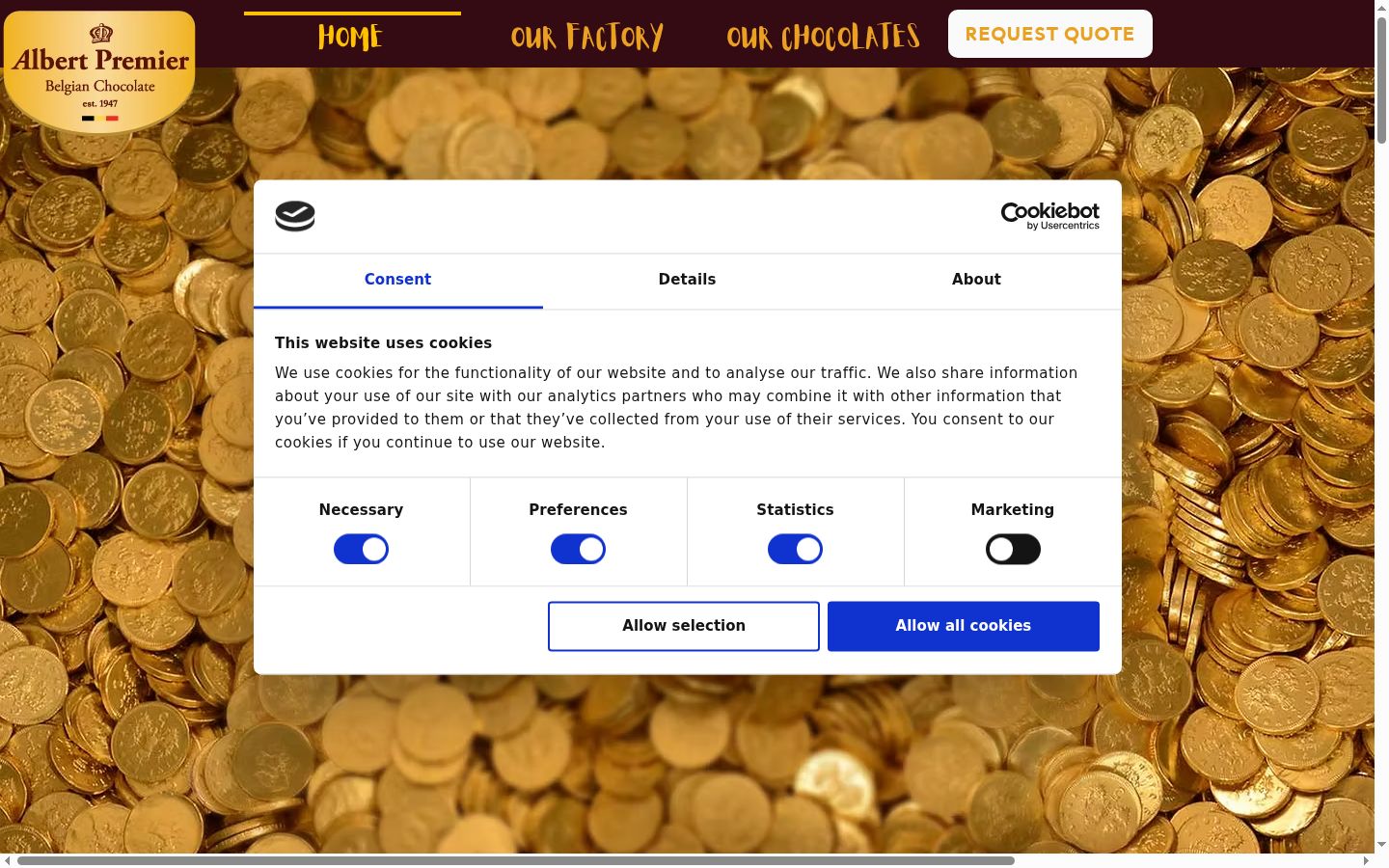 Screenshot of the consent banner shown before any interaction