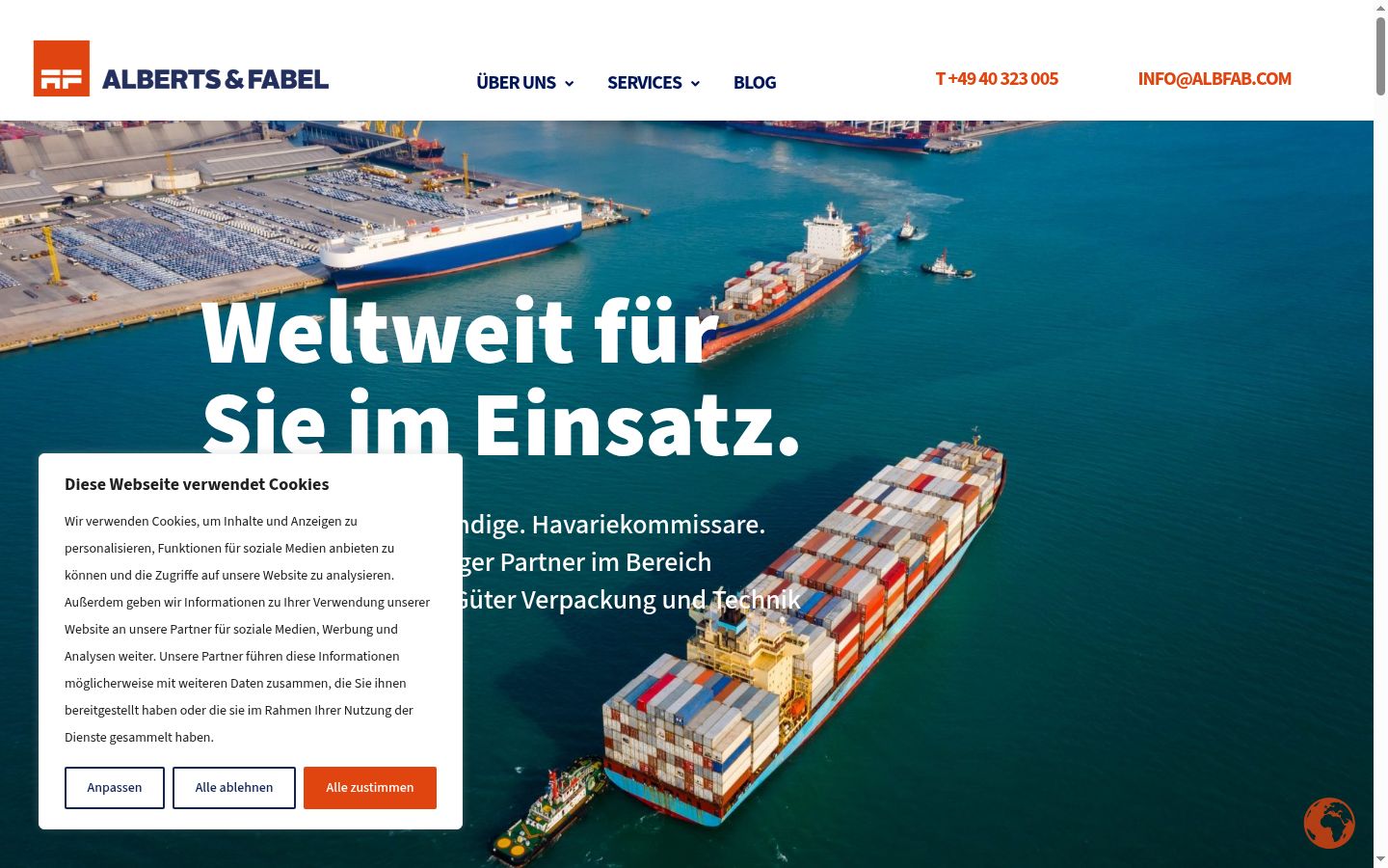 Screenshot des Einwilligungsbanners vor jeglicher Interaktion