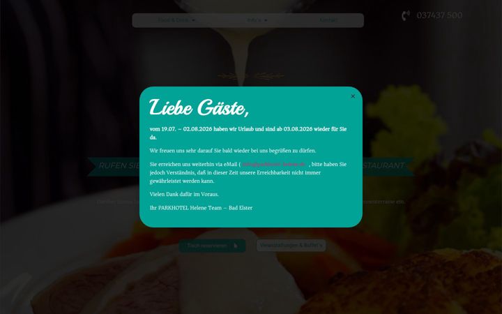 Screenshot of alberts-parkrestaurant.com