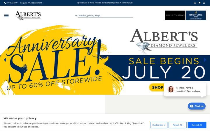 Screenshot of albertsjewelers.com