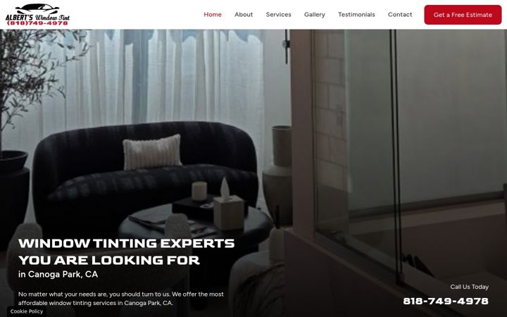 Screenshot of albertswindowtintca.com