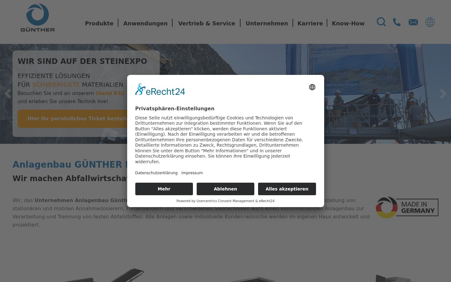 Screenshot of the consent banner shown before any interaction
