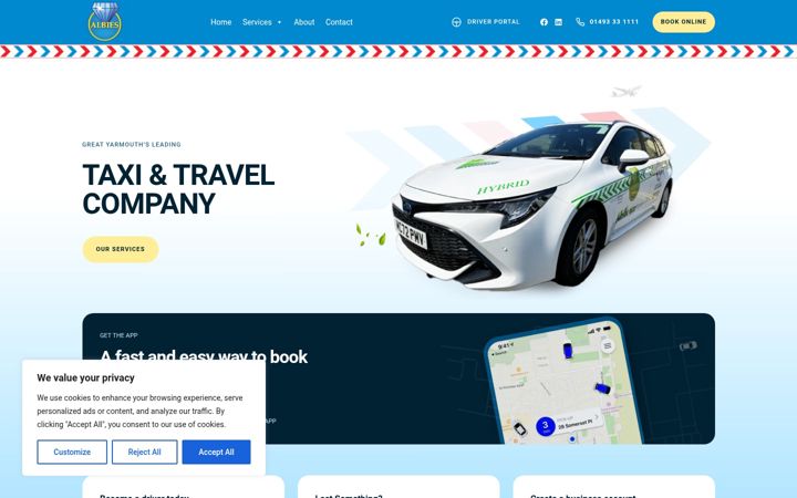 Screenshot von albies-taxis.co.uk