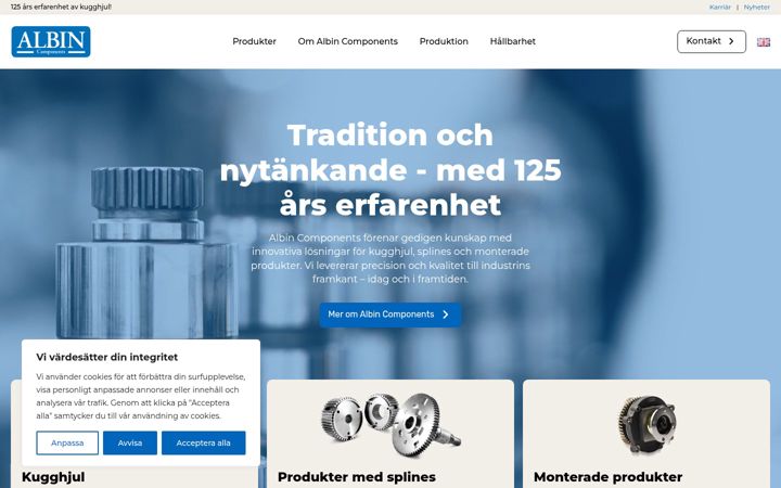 Skærmbillede af albincomponents.se
