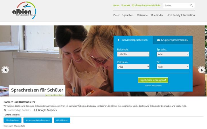Screenshot of albion-sprachreisen.de