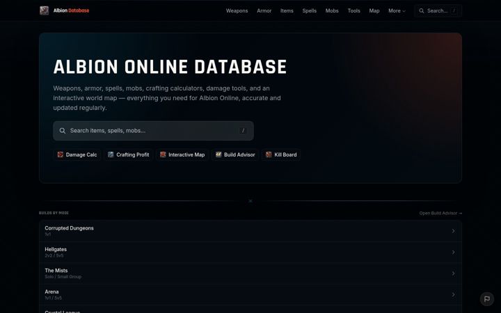 Screenshot of albiondatabase.com