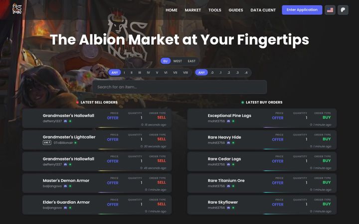 Screenshot of albionmarket.gg