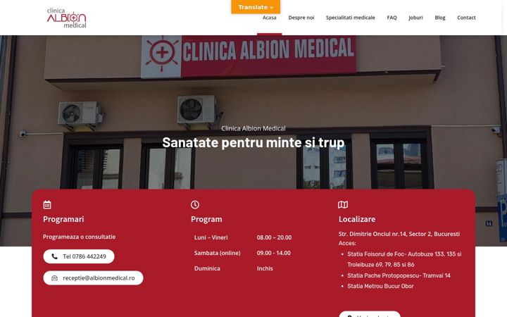 Képernyőkép: albionmedical.ro