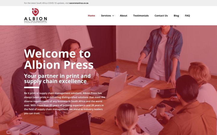 Screenshot of albionpress.co.za