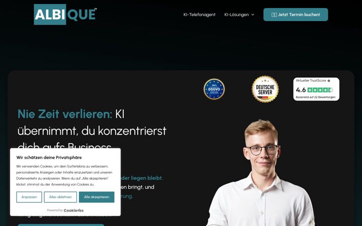 Екранна снимка на albique.com