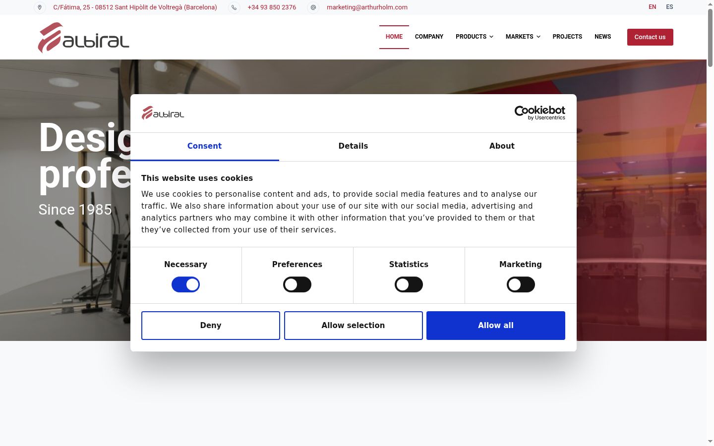 Sutikimo reklamjuostės, rodytos prieš bet kokią sąveiką, ekrano kopija