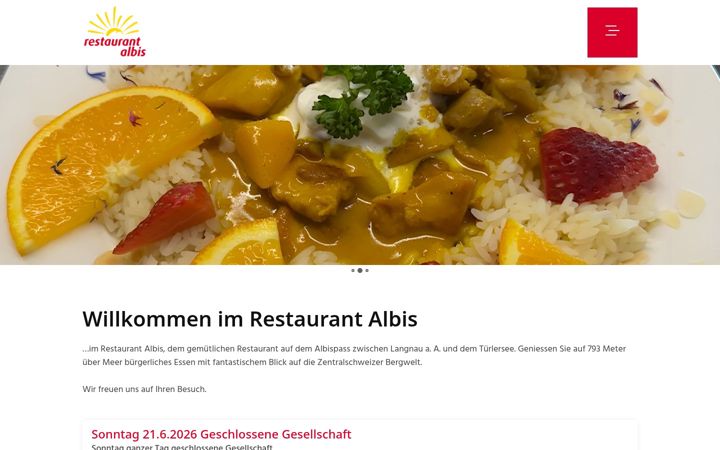 Screenshot stránky albisrestaurant.ch