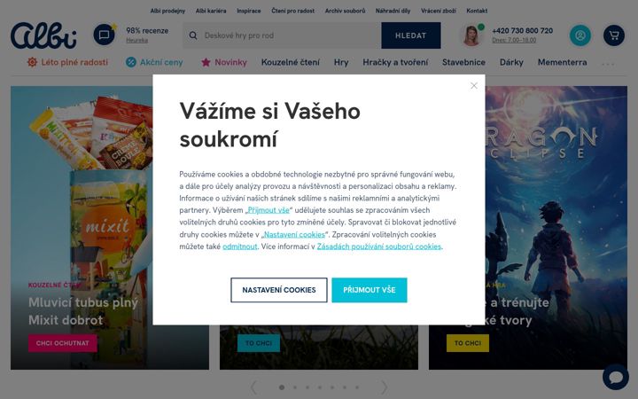 Screenshot stránky albizazitkovky.cz