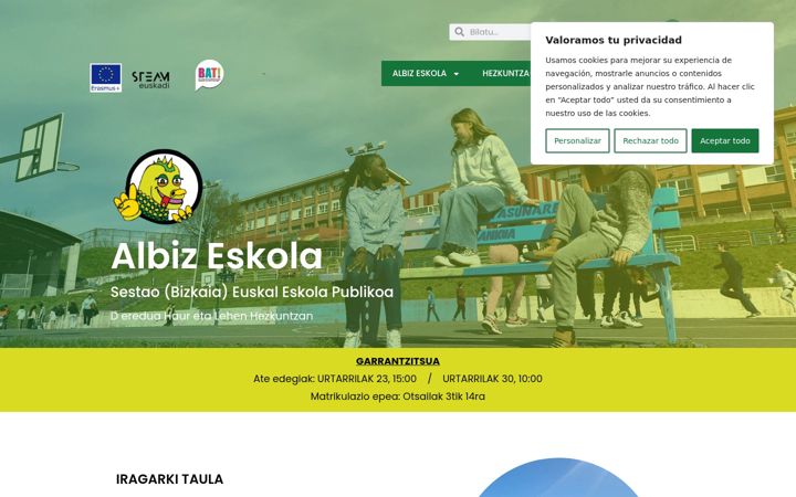 Captura de pantalla de albizeskola.com