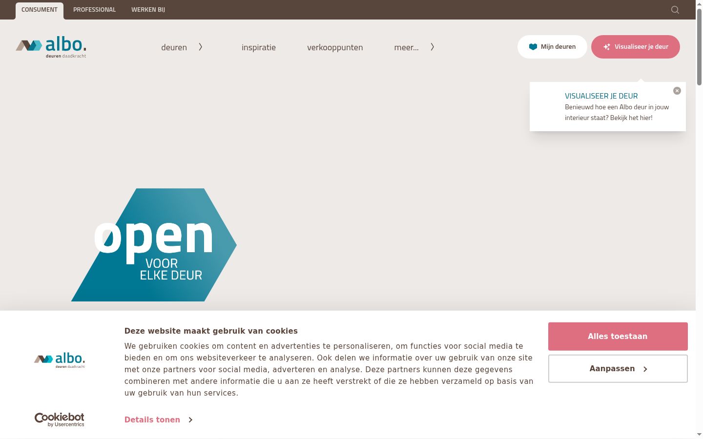 Screenshot of the consent banner shown before any interaction