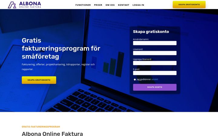 Screenshot of albona-online-faktura.se