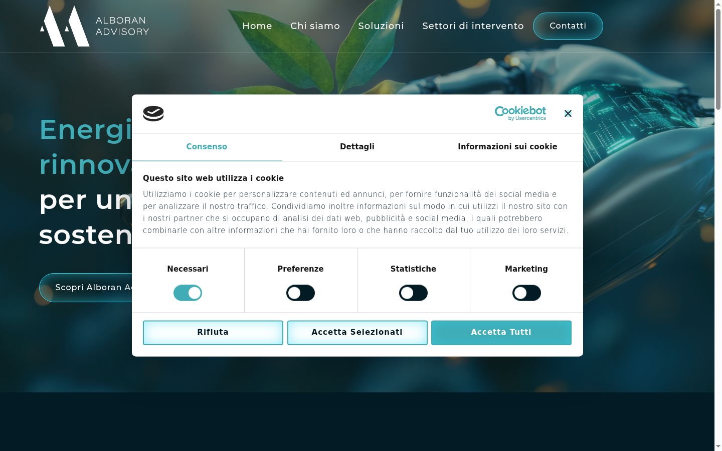 Captura de ecrã do banner de consentimento apresentado antes de qualquer interação