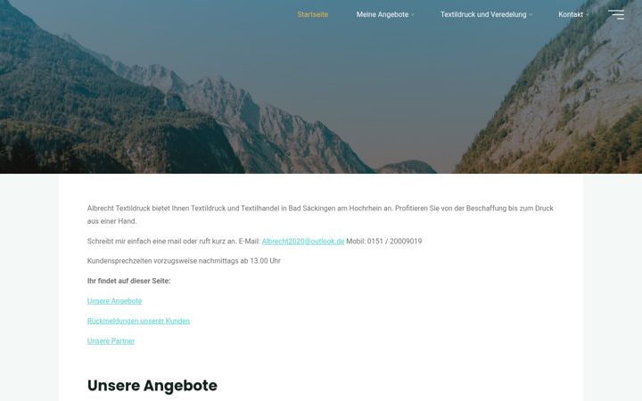 Екранна снимка на albrecht-textildruck.de