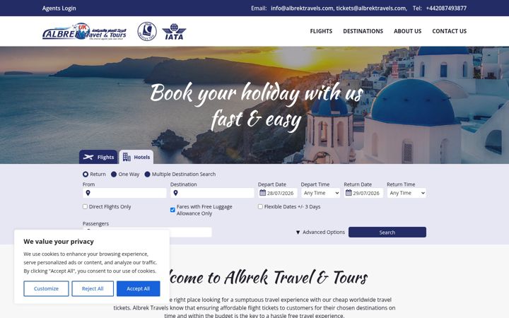 Screenshot of albrektravels.com