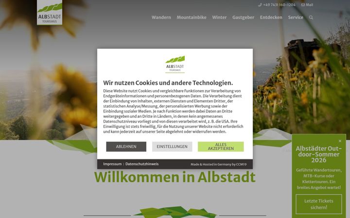 Screenshot von albstadt-tourismus.de