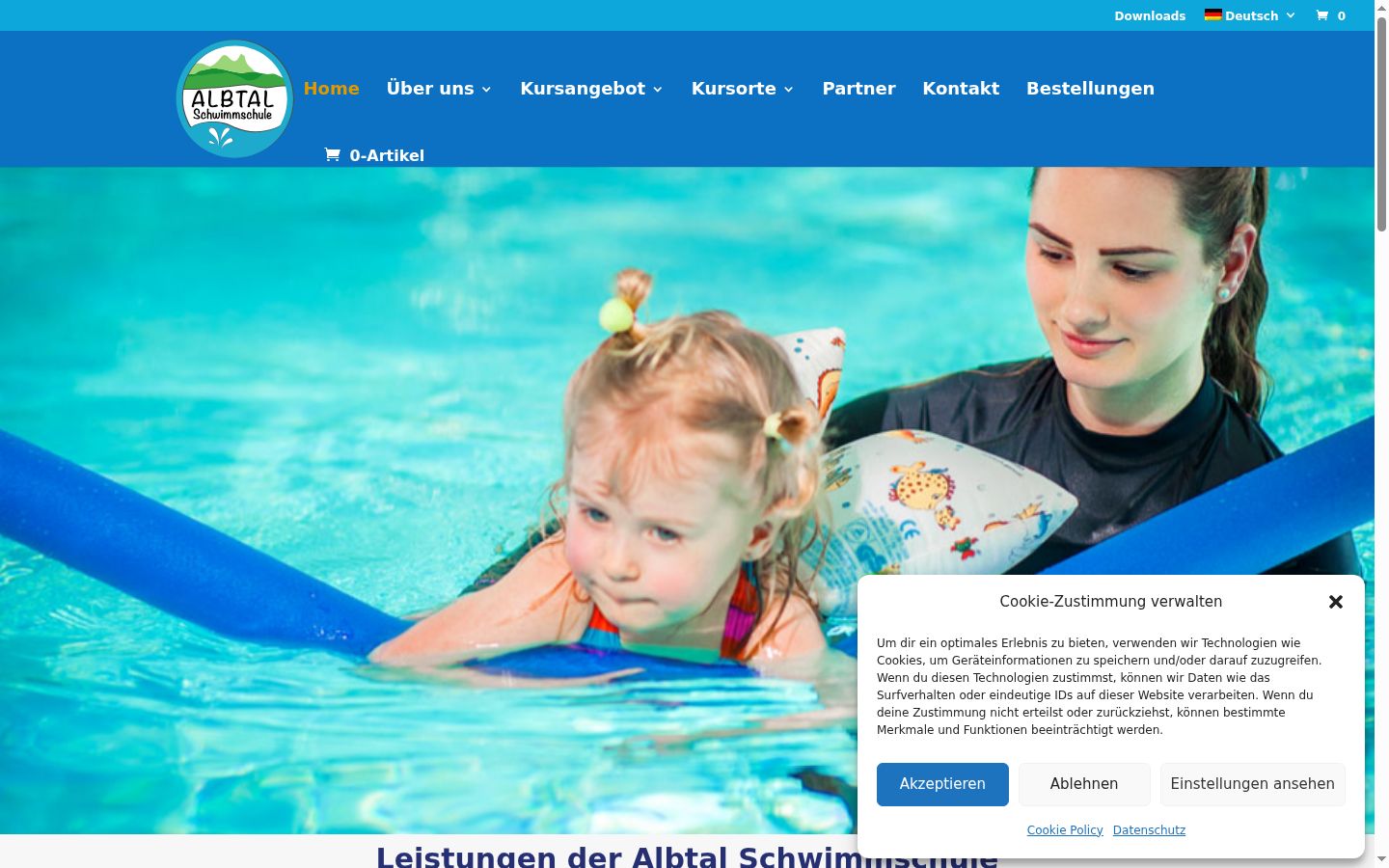 Screenshot des Einwilligungsbanners vor jeglicher Interaktion
