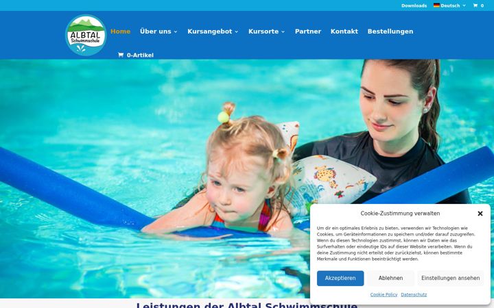 Screenshot von albtal-schwimmschule.de