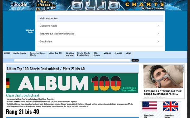 Posnetek zaslona album-charts-deutschland.de