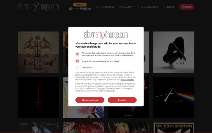 Screenshot stránky albumartexchange.com