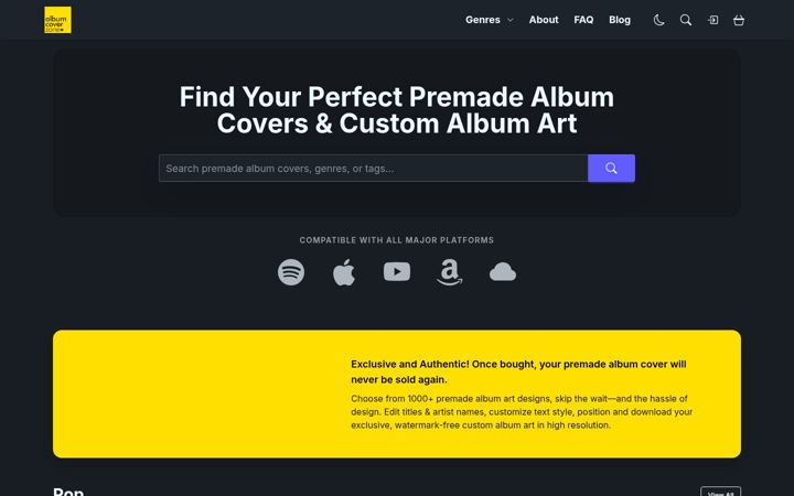 Screenshot of albumcoverzone.com