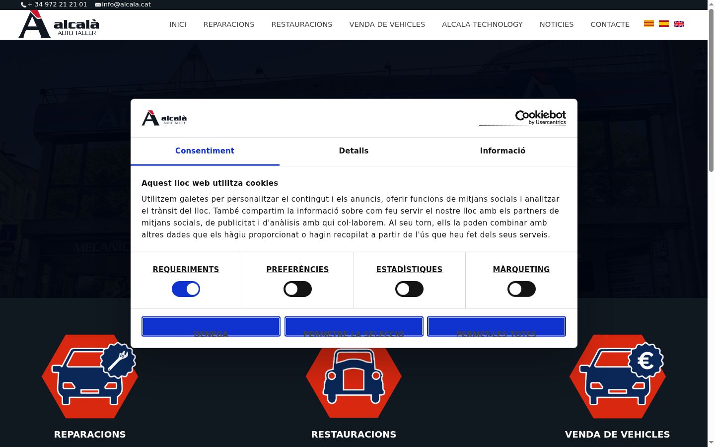 Capture d'écran de la bannière de consentement affichée avant toute interaction