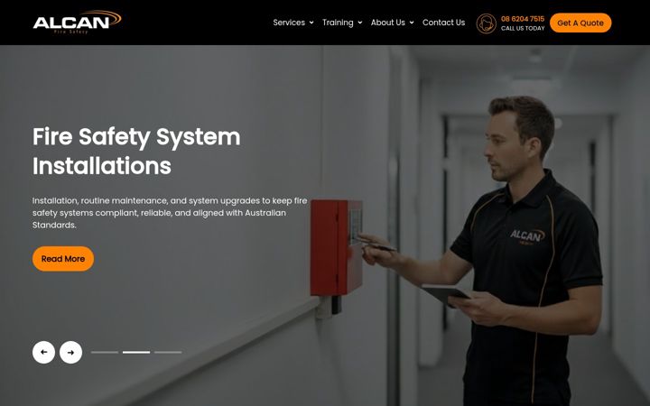 Screenshot of alcanfiresafety.com.au