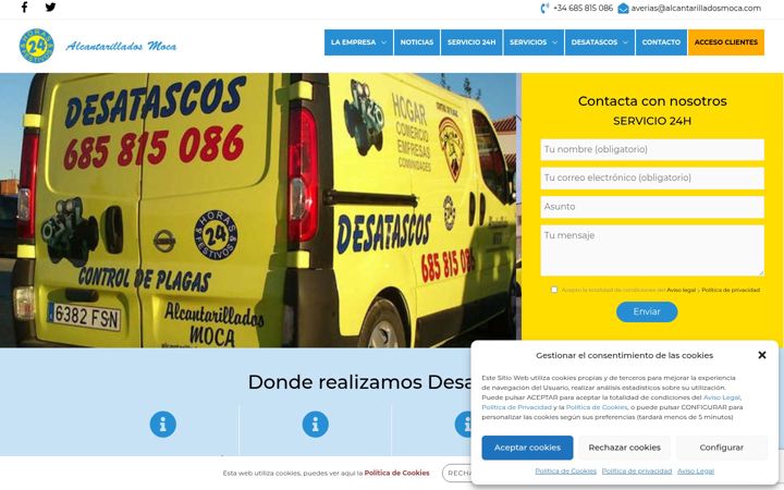 Screenshot of alcantarilladosmoca.com