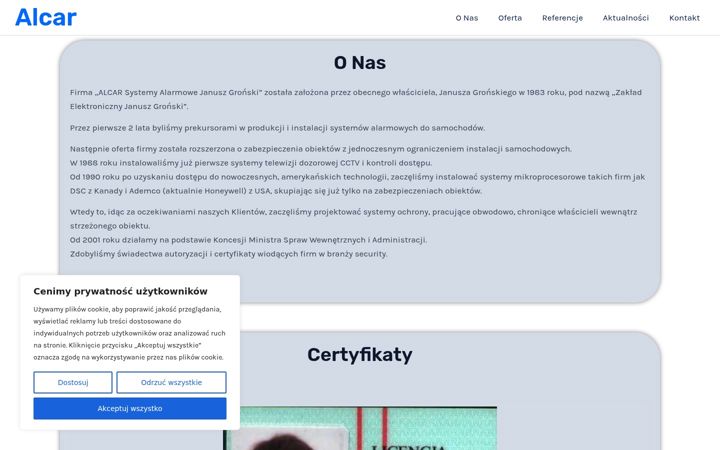 Screenshot of alcar-zabezpieczenia.pl
