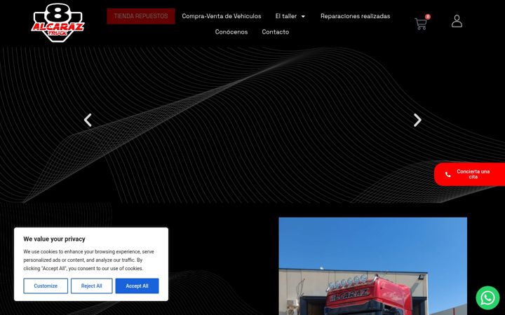 Screenshot of alcaraztruck.com