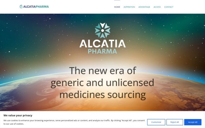 Screenshot of alcatiapharma.com