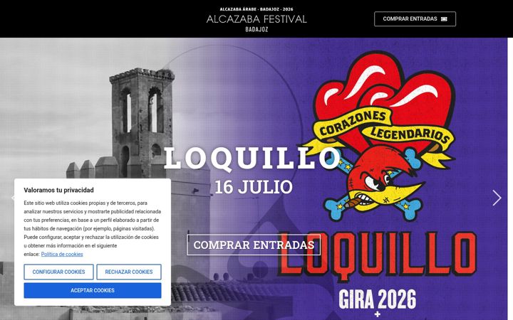 Captura de pantalla de alcazabafestival.com