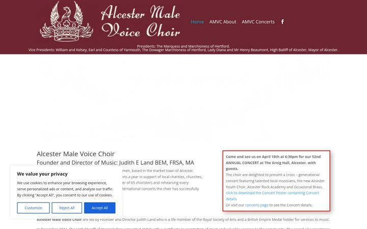 Screenshot of alcestermvc.org.uk