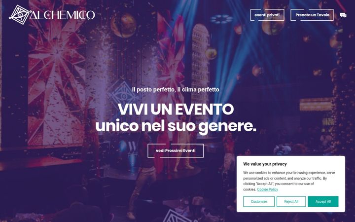 Screenshot von alchemicodinnerlab.com